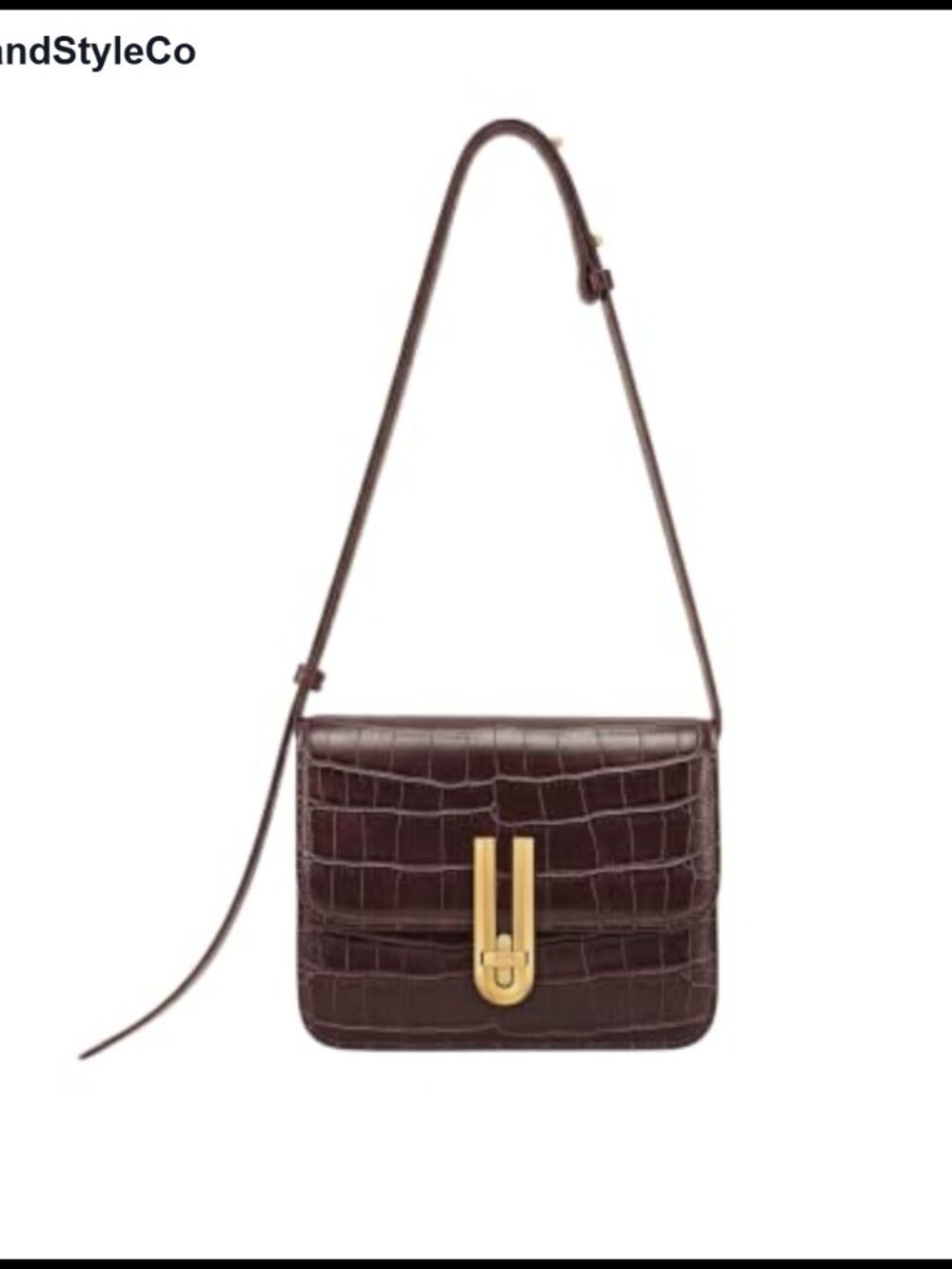 Pebbled Vegan Leather Shoulder Bag with Gold Hardware